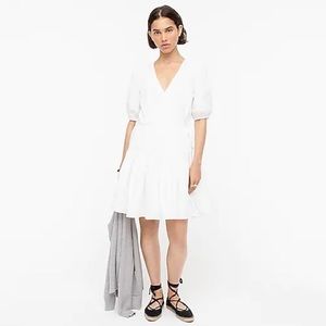 NWOT J crew puff sleeve cotton poplin wrap dress